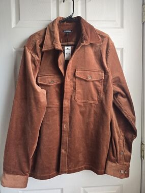 Express Men's Rust Corduroy Overshirt Jacket